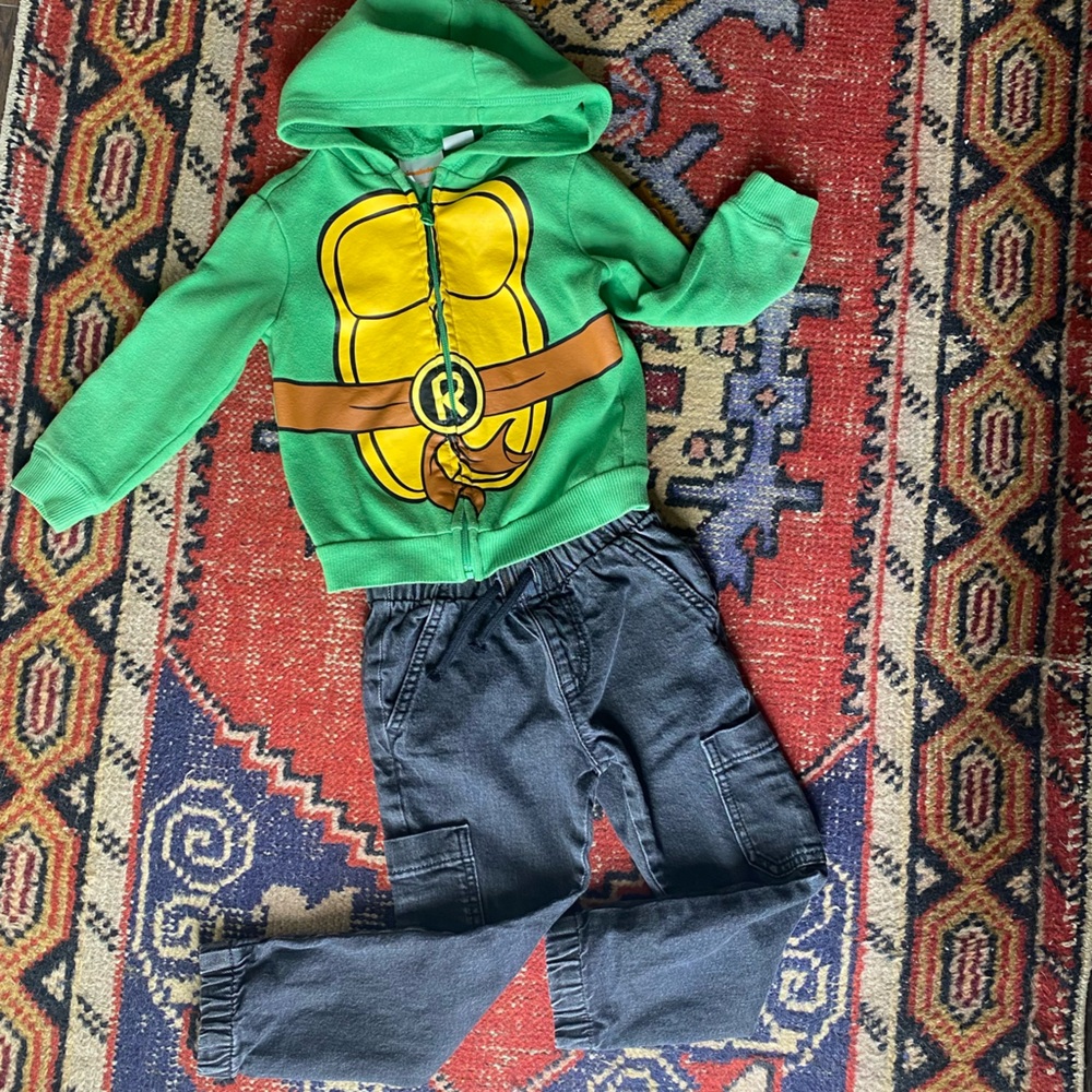 Nickelodeon TMNT Green and Yellow Zip Up 3T Hoodie